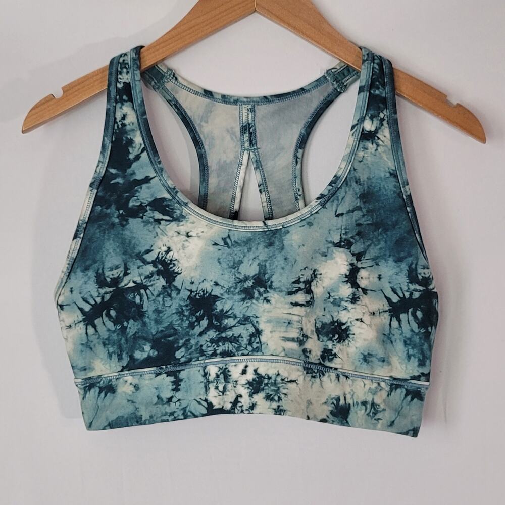 Freely - Teal pattern sports bra- size Large